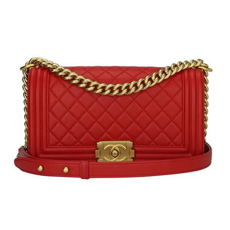 chanel boy quilted red